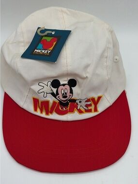 Mickey Mouse White & Red Baseball Cap Mickey Unlimited Vintage